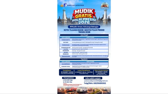 Gelombang Mudik Gratis Polri 2026 Disambut Antusias, 32 Ribu Pendaftar Memenuhi Kuota
