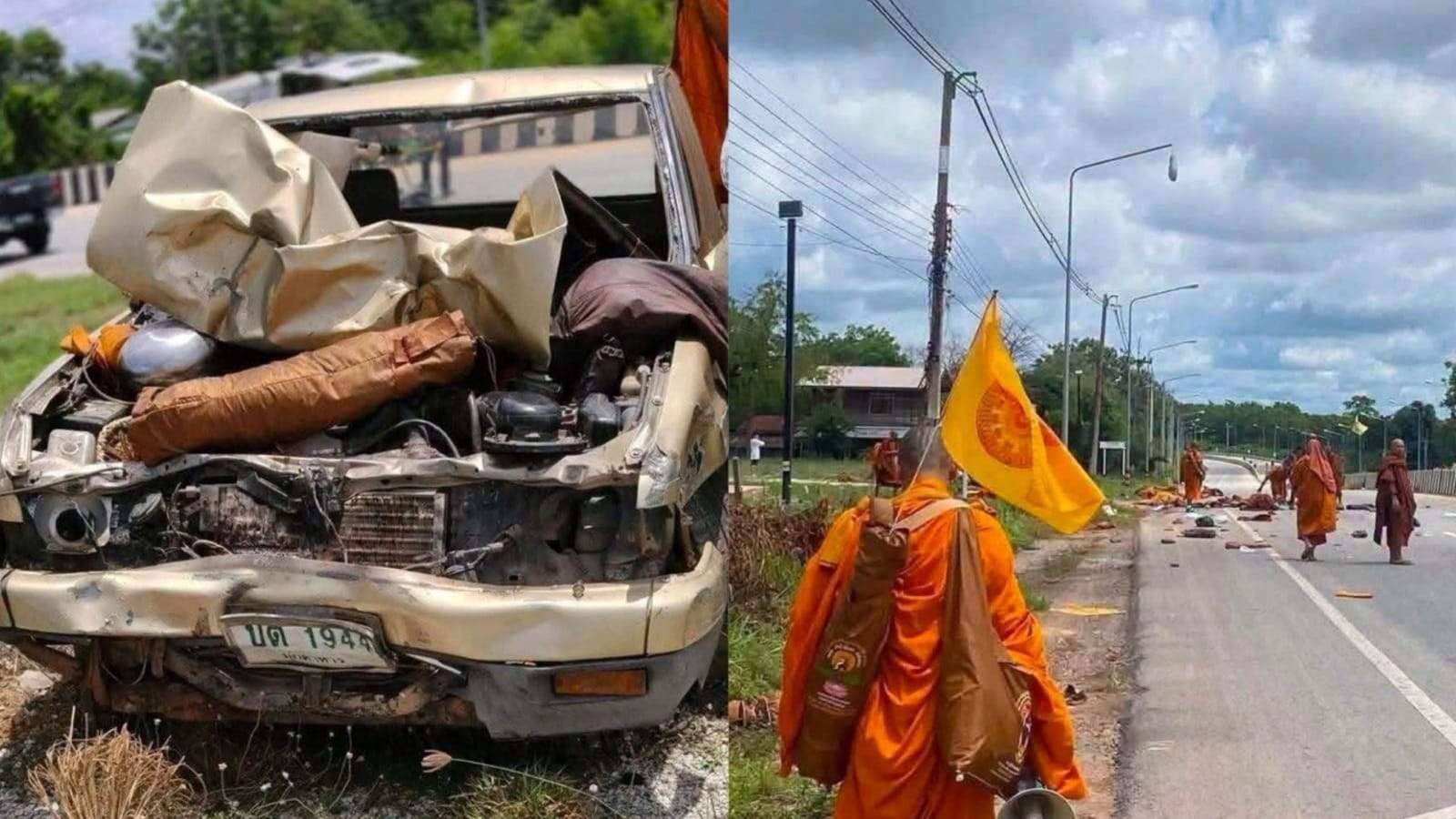 Tragedi di Thailand: Anak 11 Tahun Mengemudi Pikap, 9 Biksu Tewas Tertabrak