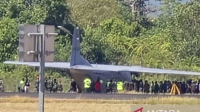 Pesawat Militer Cassa Alami Insiden Tergelincir di Runway Bandara Sultan Hasanuddin Makassar