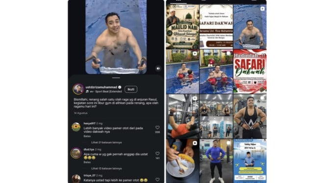 Ustaz Riza Muhammad Lebih Sering Pamer Otot daripada Ayat, Publik Bertanya: Dakwah atau Bodybuilding?