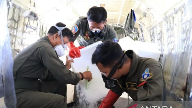 Pesawat TNI AU Terbang Tiga Kali Sehari, Gencarkan Hujan Buatan untuk Padamkan Kebakaran Hutan Kalimantan